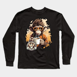 Death Before Decaf Monkey Long Sleeve T-Shirt